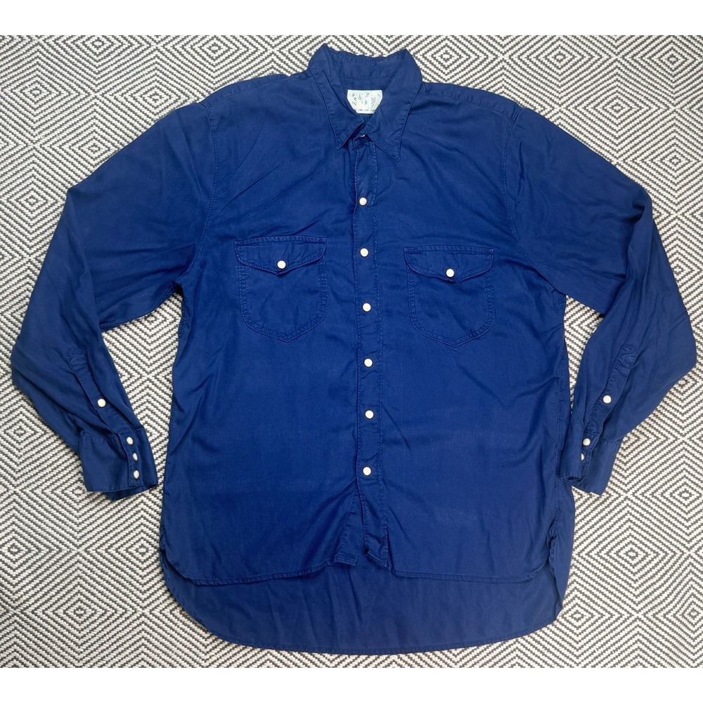 Wythe Men's Tencel Gabardine Long Sleeve Snap Pearl Shirt Size‎ Medium